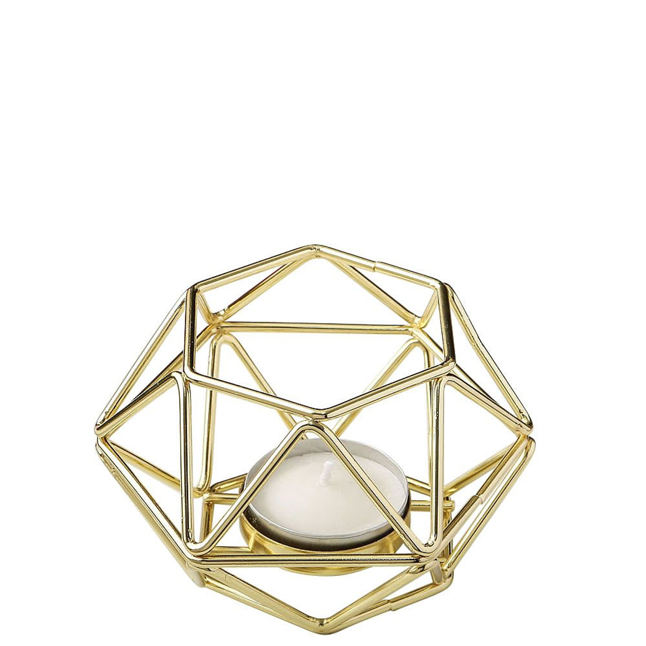 Gold Hexagon Geometric Design Tea Light Candle Holder