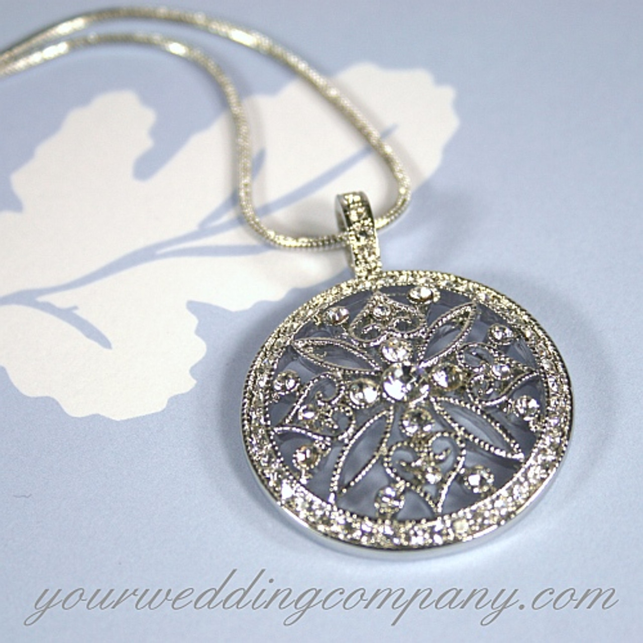 Crystal Medallion Pendant Necklace | Swarovski Crystal Bridal Jewelry