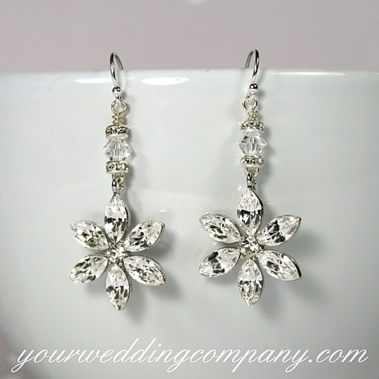Crystal Flower Bridal Earrings