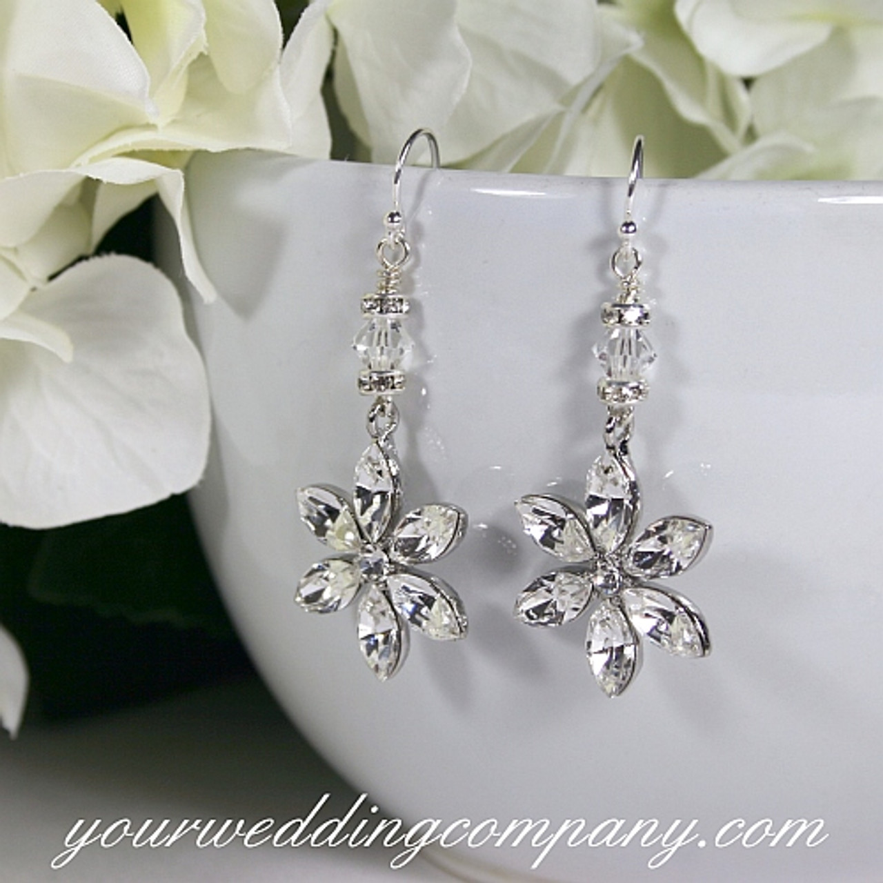 Crystal Flower Bridal Earrings