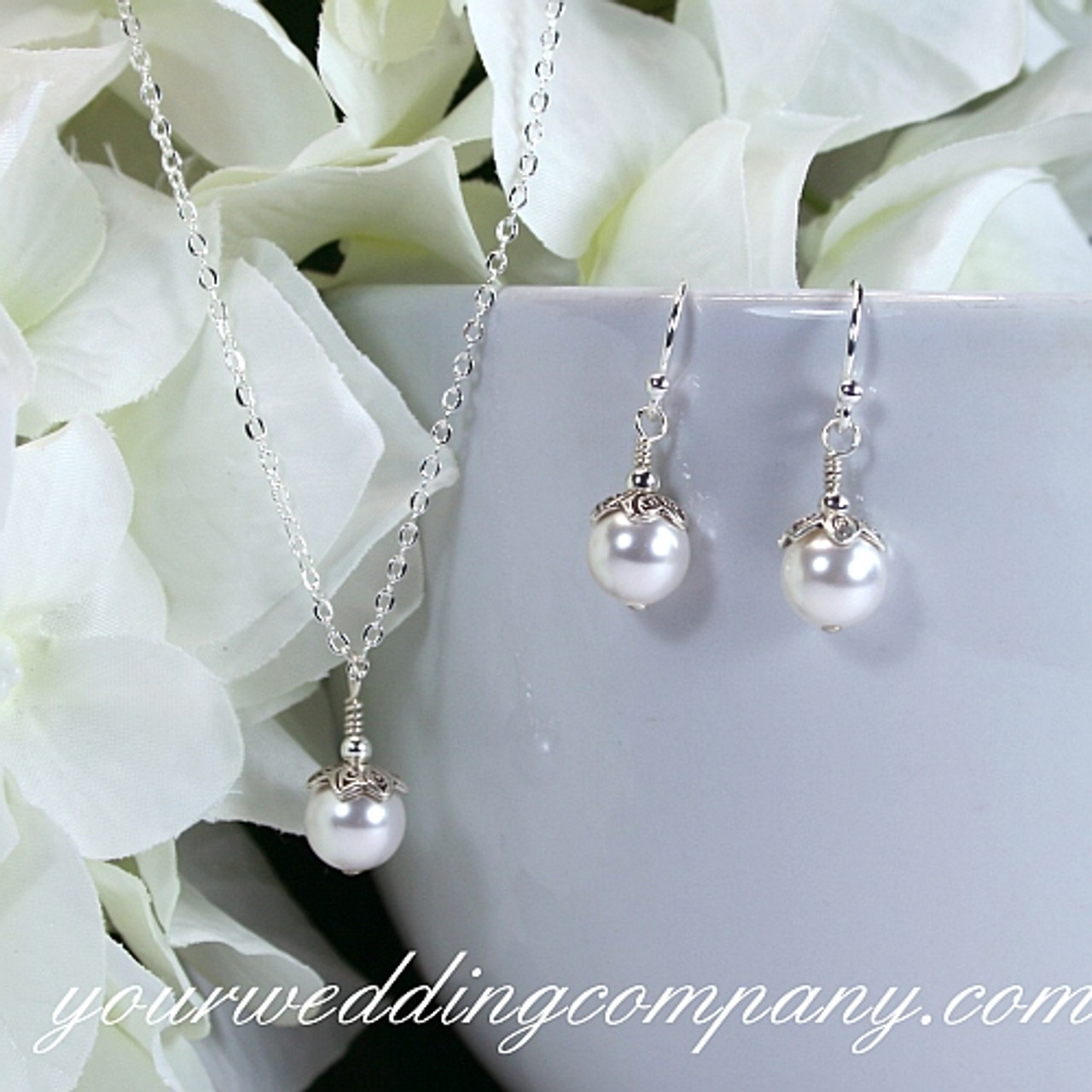 Freshwater Pearl and CZ Gold Plated Wedding Jewelry Set