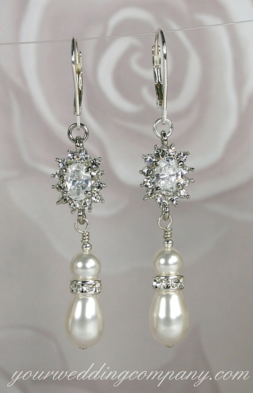 White Rhinestone Earrings Clear Silver Crystal Pageant White Silver Wedding  Long Drop Bridal Earrings Long Pierced White Sparkle Earring - Etsy