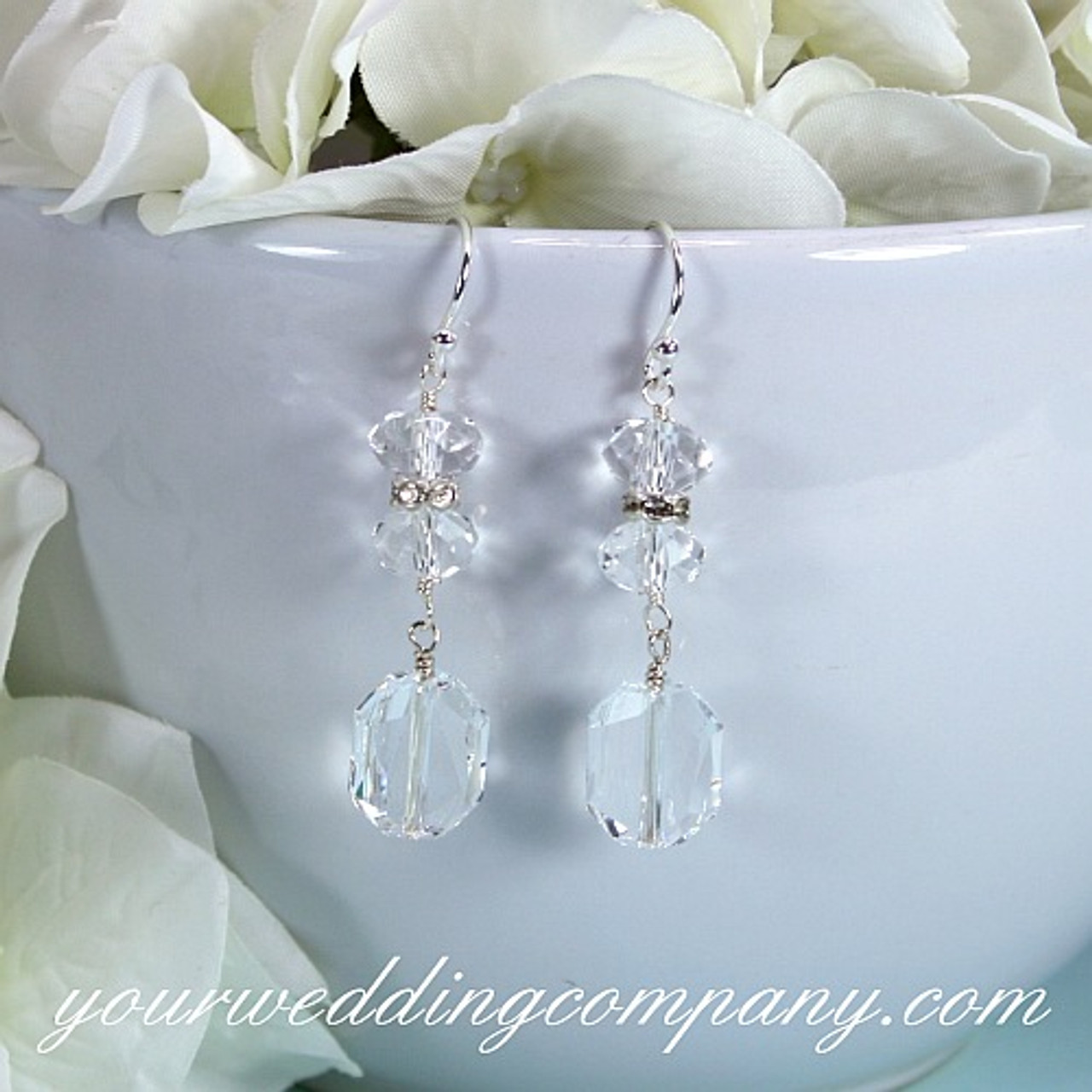 Clear Crystal Earrings Bridal Clear Earrings White Crystal 