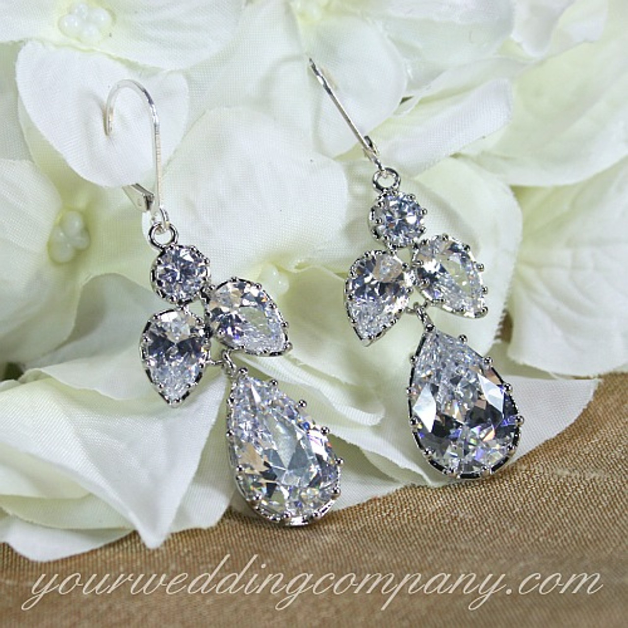 CZ Teardrop Bridal Earrings | Bridal Jewelry | Wedding Earrings