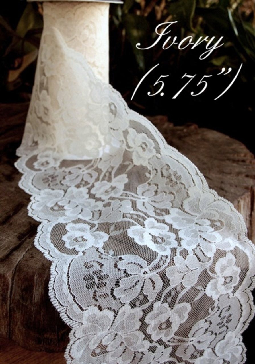 Double-Scalloped and Eyelash Floral Leavers Lace Trim - Kelly
