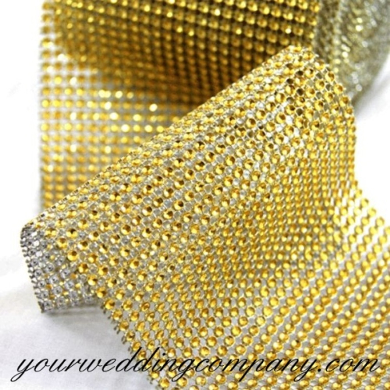 1 Roll Gold Silver Color DIY Diamond Mesh Rhinestone Wraps Ribbon Crystal  Tulle Trim Mesh Tape for Wedding Flower Decoration
