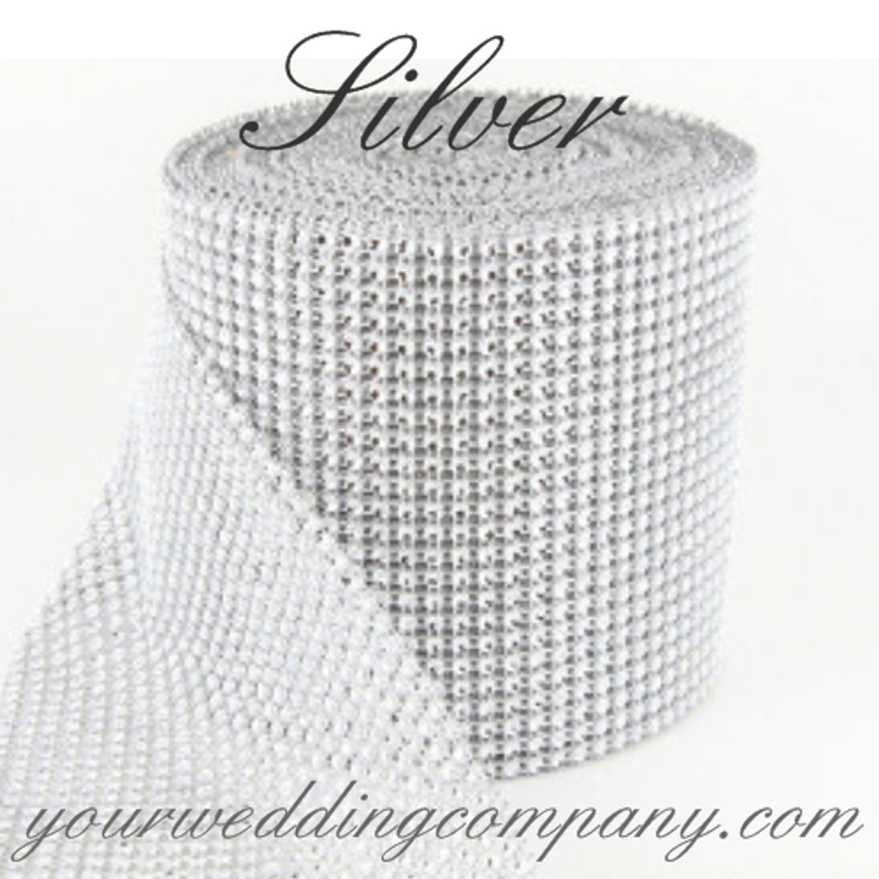 24rows Silver Base Rhinestones Mesh Trimming Hollow Imitation