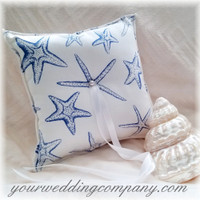 Starfish Ring Pillow with Pearl and Ribbon Accents