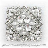 Swarovski Crystal Square Brooch - Wedding Accessory