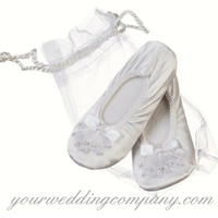 Satin & Pearl Flower Girl Slippers
