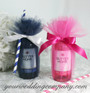 Miniature Wine Bottle Wedding Favor - Hot Pink and Navy 15-inch Tulle Circles