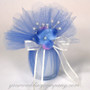 Candle Wedding Favor Wrapped in Periwinkle 15-inch Tulle Circles