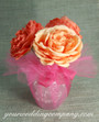 Coral Rose Wedding Centerpiece Wrapped in Hot Pink 15-inch Tulle Circles