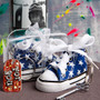 Blue Star Print Baby Sneaker Key Chain - Baby Shower Favor