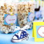 Blue Star Print Baby Sneaker Key Chain - Baby Shower Favor