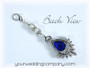Back View - Something Blue - Crystal & Blue Cubic Zirconia (CZ) Teardrop Charm - Wedding Bouquet Charm