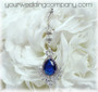 Something Blue - Crystal & Blue Cubic Zirconia (CZ) Teardrop Charm - Wedding Bouquet Charm