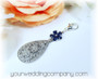Something Blue Teardrop Bouquet Charm w/Flower Accent