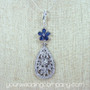 Something Blue Teardrop Bouquet Charm w/Flower Accent