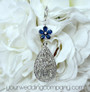 Something Blue Teardrop Bouquet Charm w/Flower Accent
