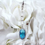 Aquamarine Crystal Oval Bridal Bouquet Charm on White Roses