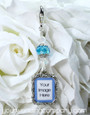 Something Blue Photo Bouquet Charm w/Crystal Accent on White Roses