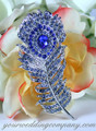 Blue - Swarovski Crystal Feather Brooch