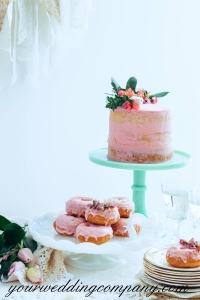 Pink Dessert Bar with Cake and Donuts