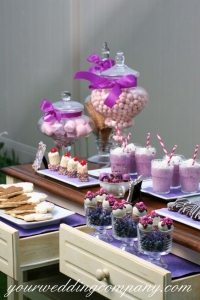 Purple Dessert Buffet Using a Dresser