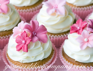 Wedding Cupcakes with Pink Flowers