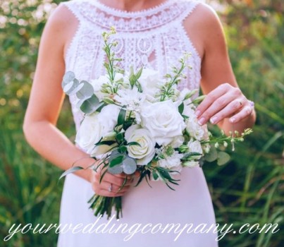 Greenery Wedding Bouquet With Flowers