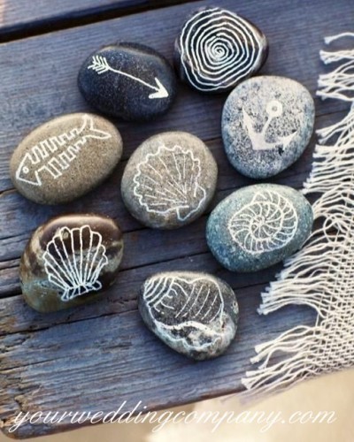 Hand Painted Rocks Wedding Favor Idea