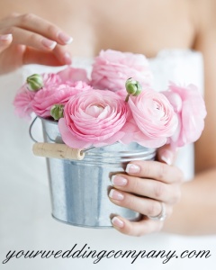 Bucket of Pink Ranunculus Flowers