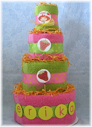 Pink and Green Towel Cake