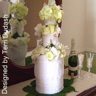 White and Yellow Towel Cake