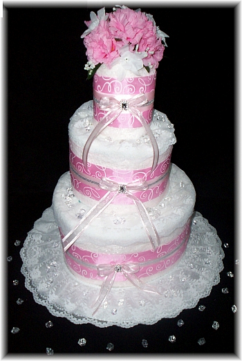 Pink and White Towel Cake