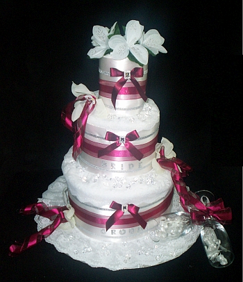 Red and White Towel Cake