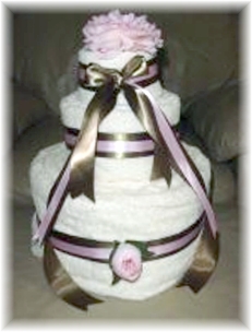 White and Brown Towel Cake