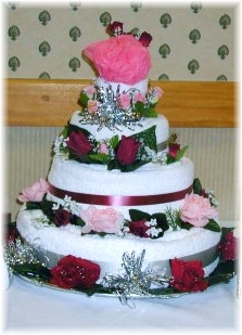 Red and White Towel Cake