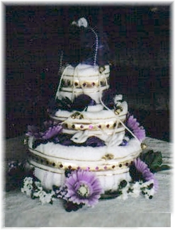 Purple and White Towel Cake