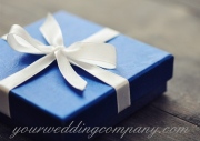 Registering wedding gifts - blue gift box.