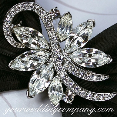 Swarovski Crystal Floral Swirl Brooch | Wedding Accessory Pin Jewelry