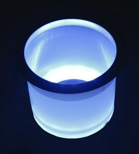 Pvc Cup Led Led Plastic Lighted Cup Holder W/ Stainless Steel Flange - Wht - Pkgd ...