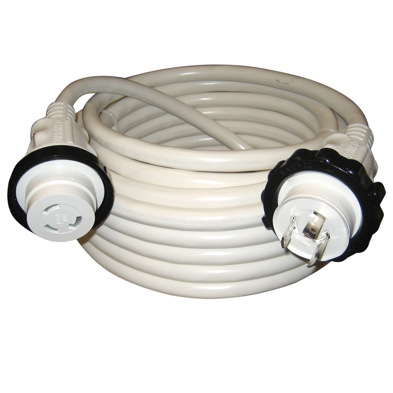 Marinco 30A 125V Molded Standard Cordset - White - 50' - P/N