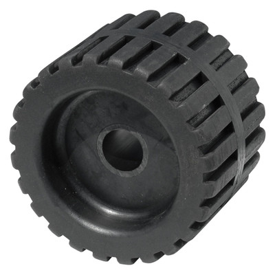 4" Wobble Roller Ribbed 3/4" Shaft Black Rubber by Tie Down Engineering (86493)