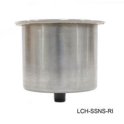 No Step,  Ss Cup Holder, Rubber Insert & Drain - Packaged by TH Marine (LCH-SSNS-RI-DP)