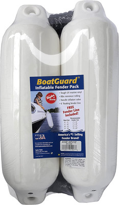 6" X 22" Bg Fender 2 Pk.White W/Blk Rope (Private Label Fenders) by Taylormade (310162P) 6" X 22" Bg Fender 2 Pk.White W/Blk Rope (Private Label Fenders) by Taylormade (310162P)