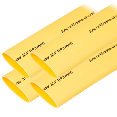 Ancor Heat Shrink Tubing 3/4" x 6" - Yellow - 4 Pieces - P/N 306906