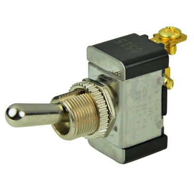 BEP SPST Chrome Plated Toggle Switch -OFF/(ON) - P/N 1002002