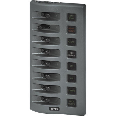 Blue Sea 4308 WeatherDeck Water Resistant Fuse Panel - 8 Position - Grey - P/N 4308